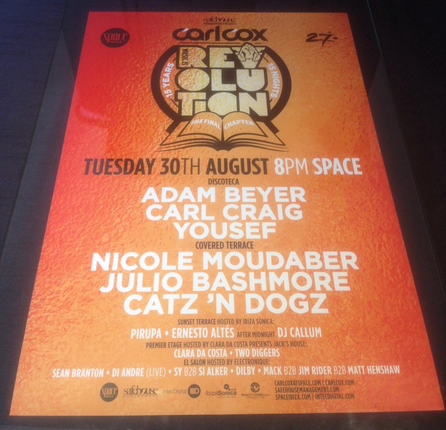 CARL COX 2016 THE FINAL CHAPTER @ SPACE IBIZA - IBIZA CLUB POSTERS - MUSIC DJ - Picture 12 of 14