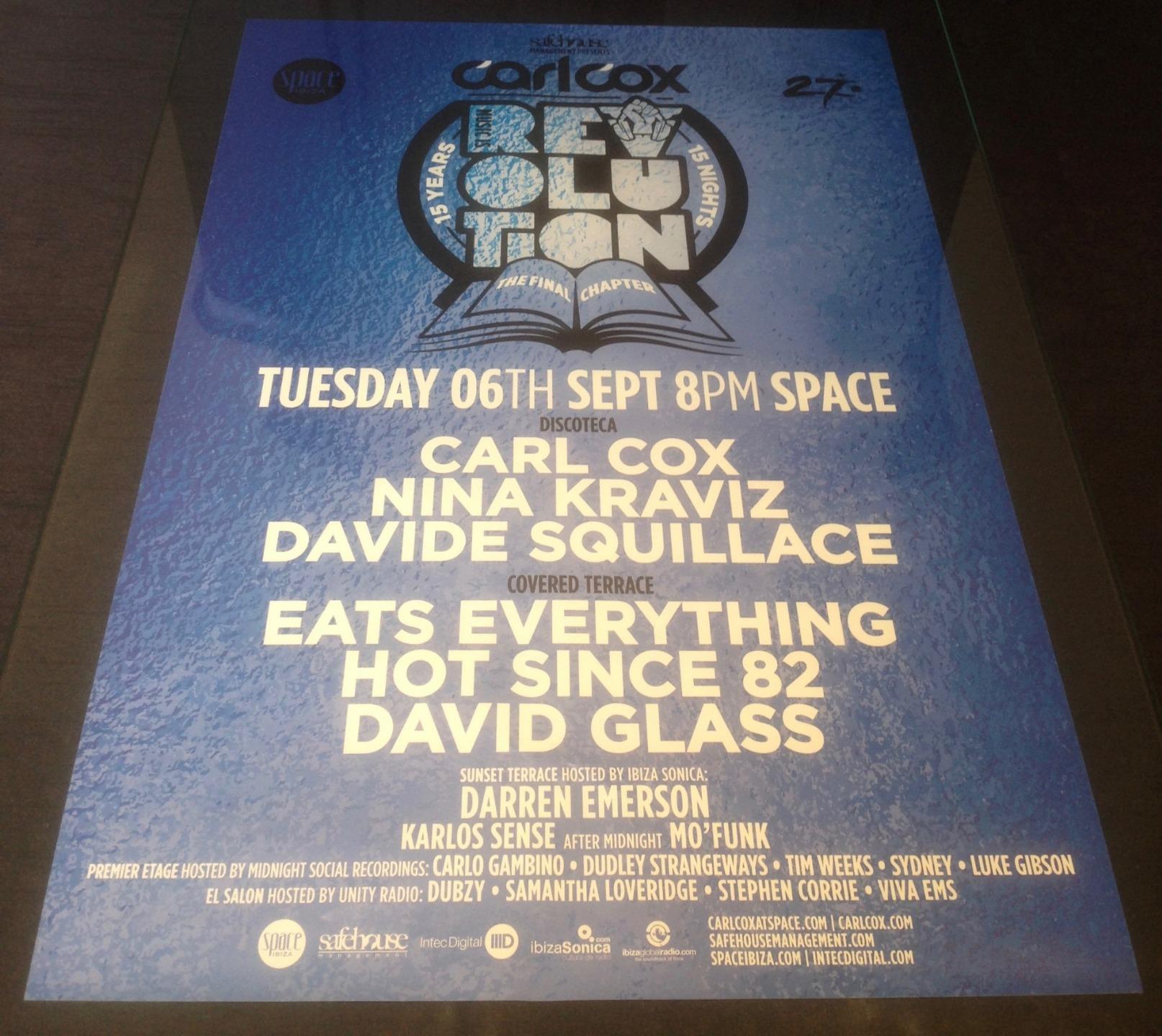 CARL COX 2016 THE FINAL CHAPTER @ SPACE IBIZA - IBIZA CLUB POSTERS - MUSIC DJ - Picture 13 of 14