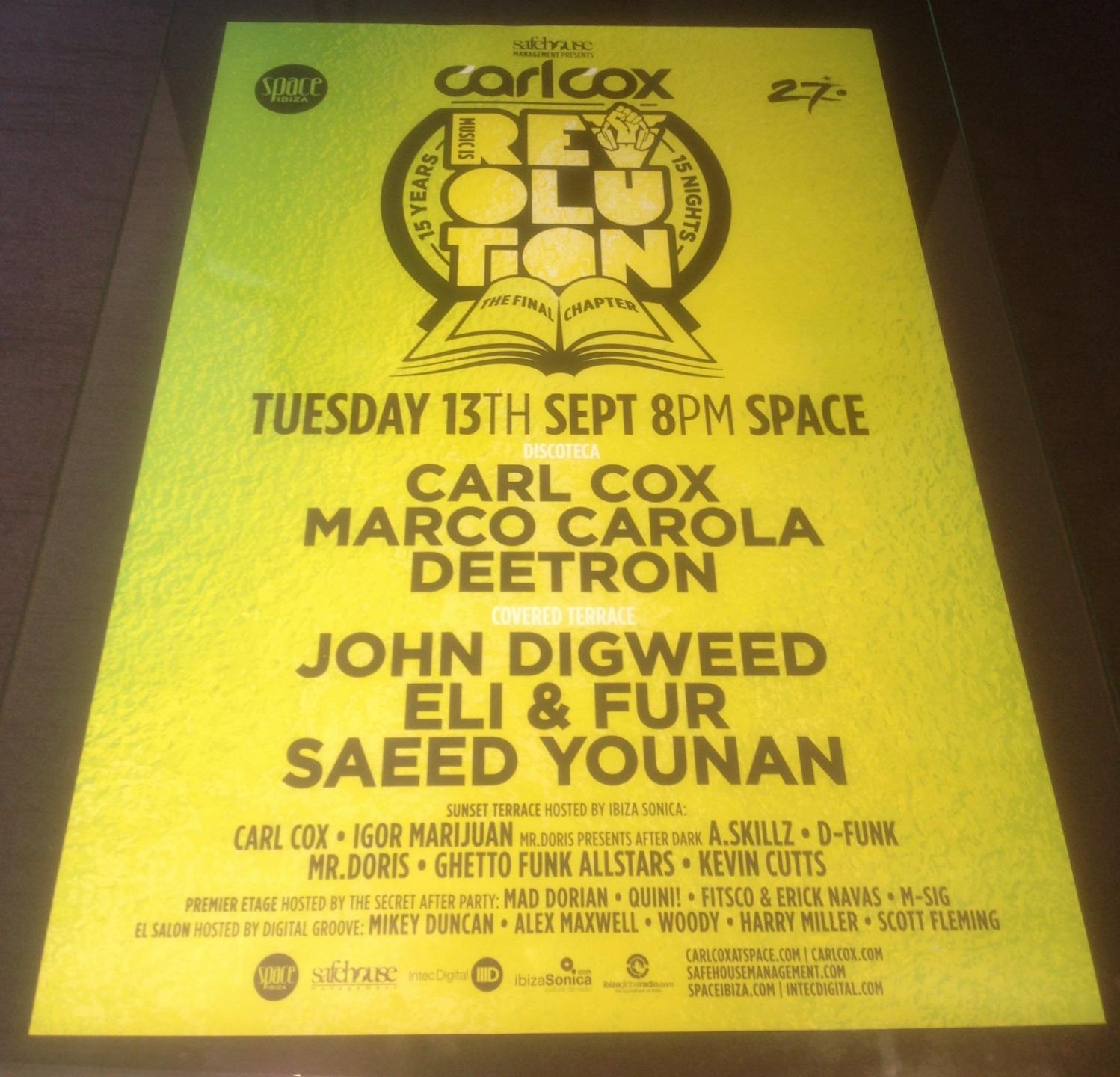 CARL COX 2016 THE FINAL CHAPTER @ SPACE IBIZA - IBIZA CLUB POSTERS - MUSIC DJ - Picture 14 of 14