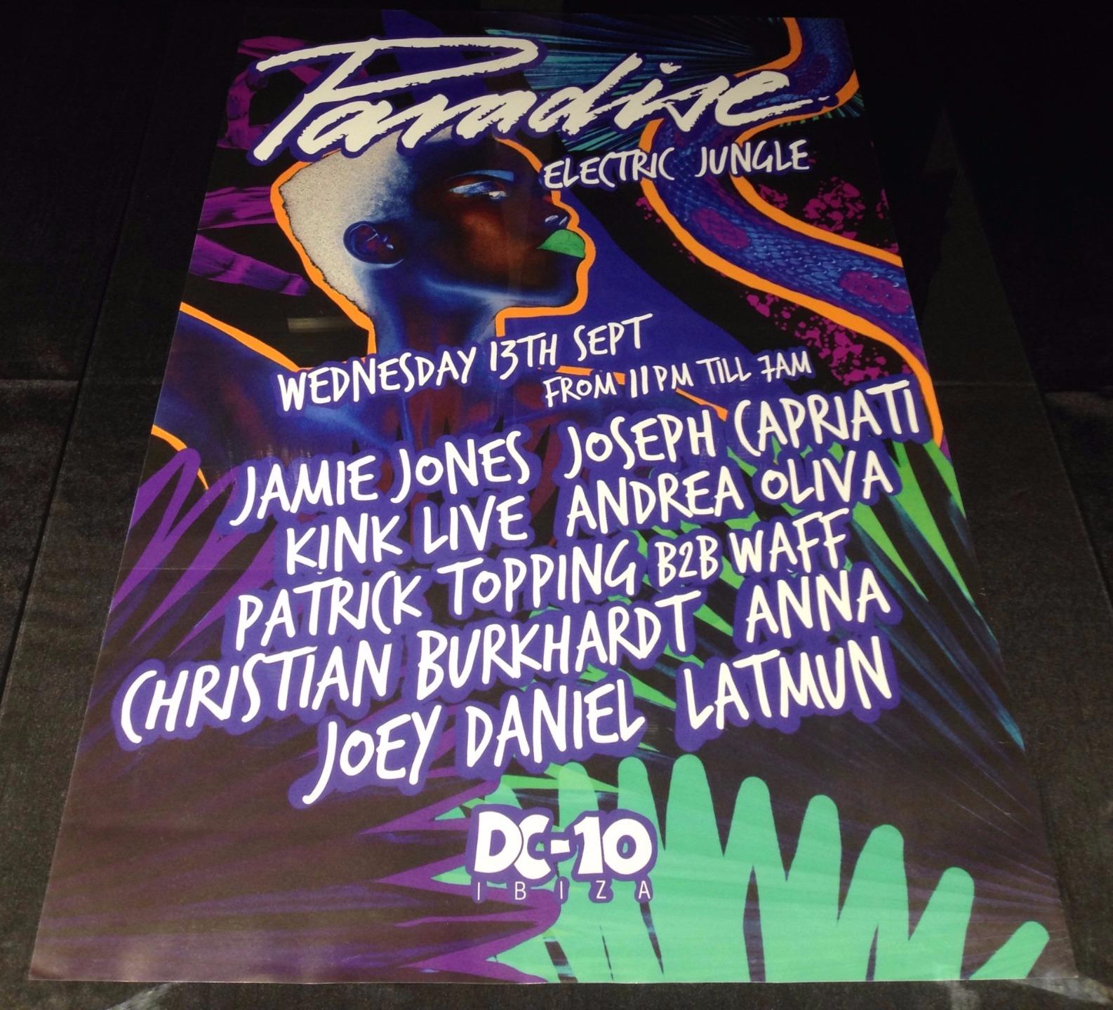 PARADISE 2017 JAMIE JONES @ DC-10 CLUB - IBIZA CLUB POSTERS - TECHNO MUSIC DJ - Picture 14 of 16