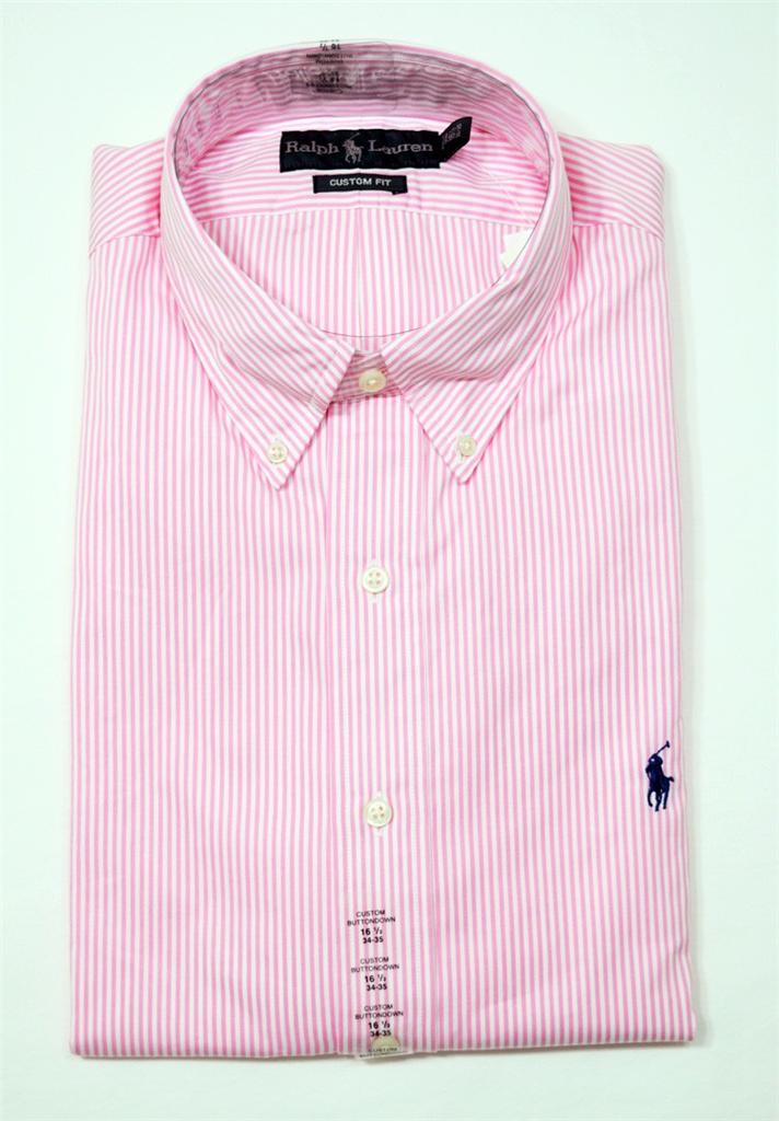 NWT Ralph Lauren POLO Mens Custom Fit Button Down Dress Shirt Pink ...