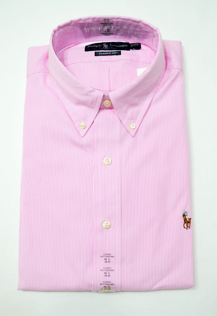 NWT Ralph Lauren POLO Mens Classic Fit Button Down Dress Shirt PINK ...