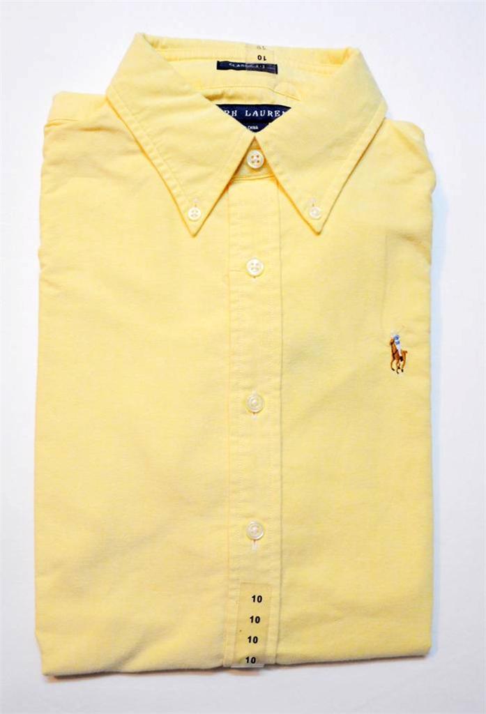 NEW POLO Ralph Lauren Womens Classic Fit OXFORD Dress Shirt YELLOW Solid