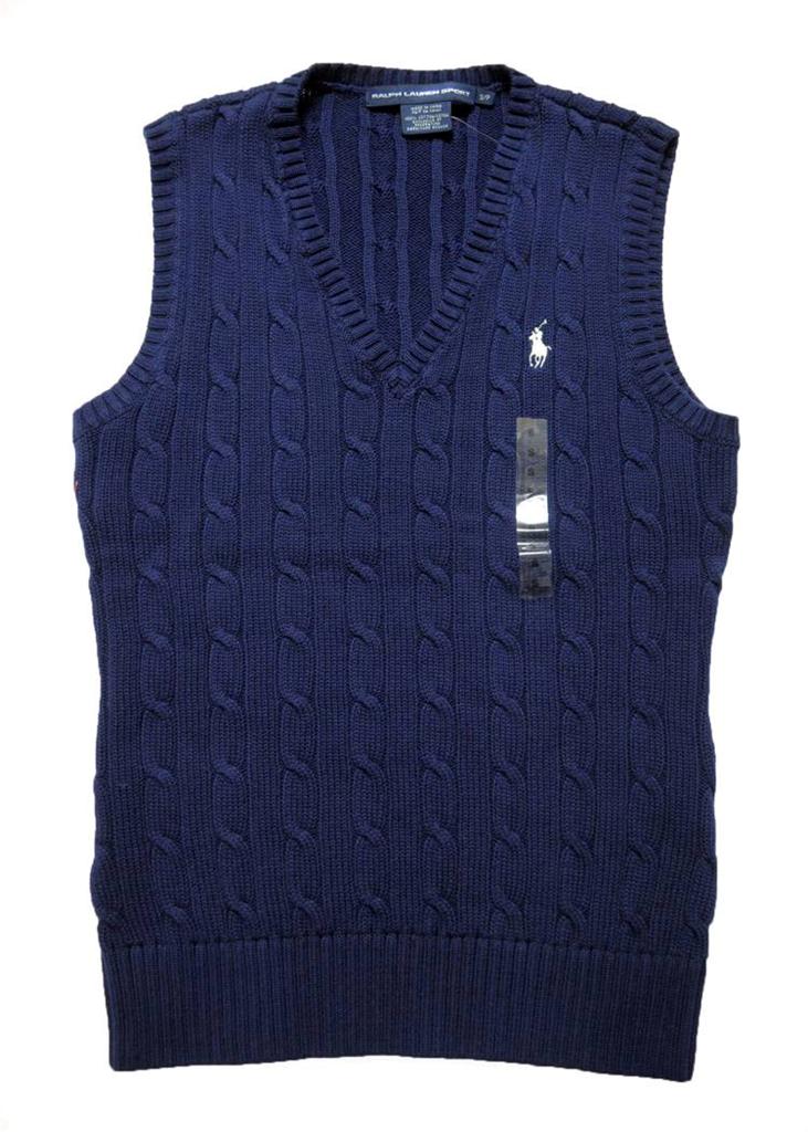 New With Tags POLO Ralph Lauren Womens Cable Knit Sweater Vest NAVY | eBay