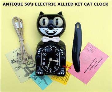 50 S Black Allied 00283 Electric Antique Kit Cat Klock Kat Clock