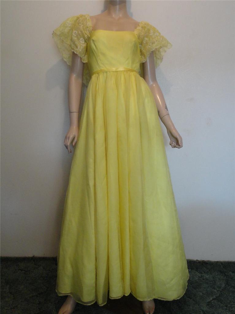 Vintage 1980s Yellow Southern Belle Cascading Ruffle Wedding Party ...