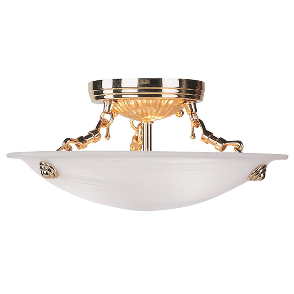 Details About Oasis 3 Light Livex Semi Flush Polished Brass Ceiling Lighting Fixture 4272 02