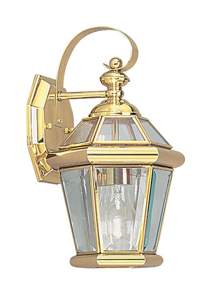 Livex 1 L Georgetown Polished Brass Outdoor Wall Sconce ...