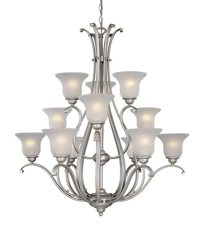 Vaxcel 3 Tier Brushed Nickel Monrovia Foyer Chandelier Ceiling Fixture