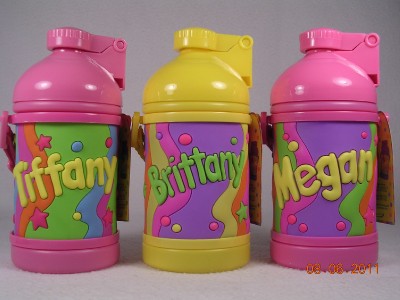 My Name Drink Bottle 'Megan ' Colorful PINK Built In Straw ...