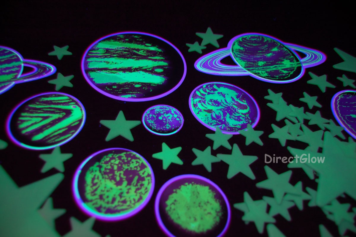 136 Piece Glow in the Dark Solar System with LED Light | eBay