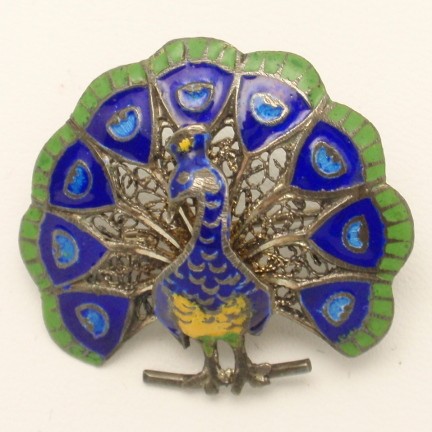 Peacock Brooch Pin Vintage Silver & Enamel Portugal | eBay