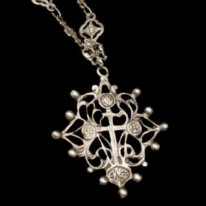 Peruzzi Italy Necklace Vintage Sterling Silver Ornate Chain & Cross ...