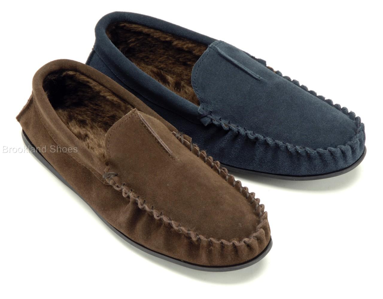 Men's Dunlop Real Leather Moccasin Slippers Size 6 - 11 | eBay