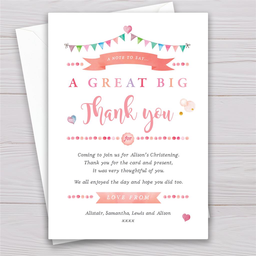 Personalised Christening Baptism Birthday Thank you cards Boy or Girl ...