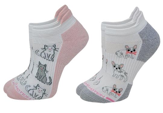 Dr. Motion Women's 2 Pack Animal Design and White Compression Ankle Socks - Picture 7 of 8