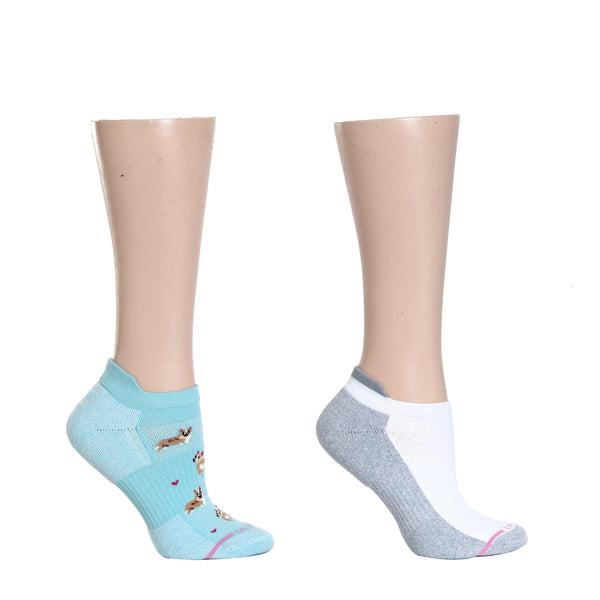 Dr. Motion Women's 2 Pack Animal Design and White Compression Ankle Socks - Picture 6 of 8