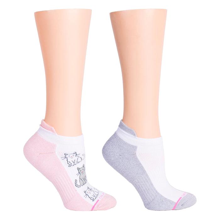 Dr. Motion Women's 2 Pack Animal Design and White Compression Ankle Socks - Picture 2 of 8