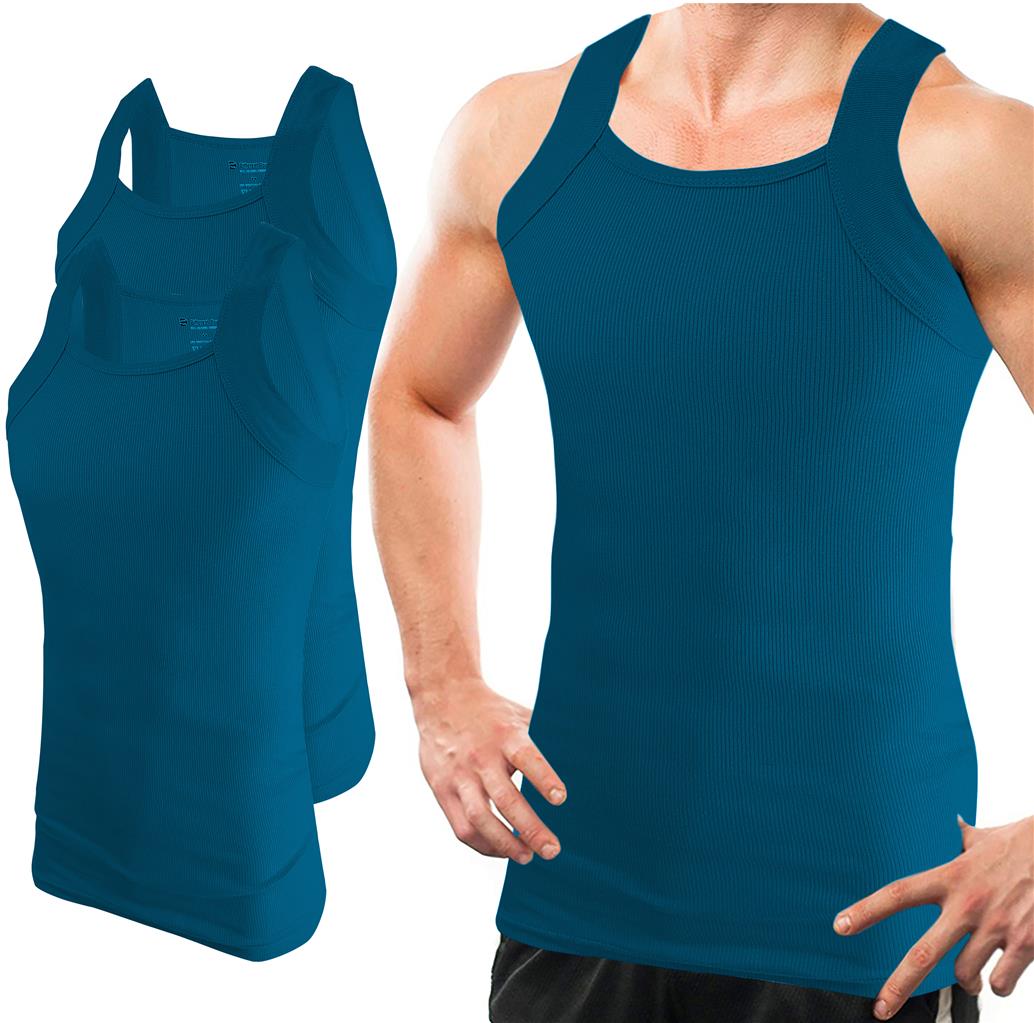 Different Touch 2 Pack Men G-Unit Square Cut Ribbed Tank Tops - Picture 5 of 5