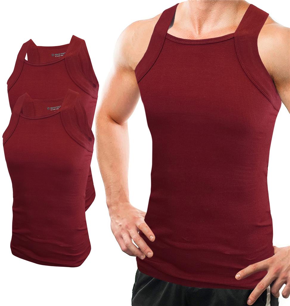 Different Touch 2 Pack Men G-Unit Square Cut Ribbed Tank Tops - Picture 3 of 5