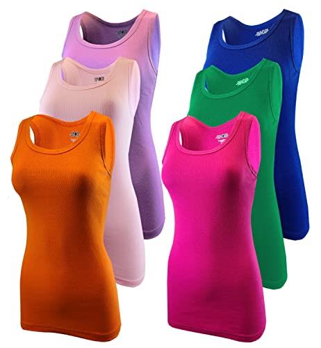 SUMONA Women 6 Pack Assorted Color Cotton A-Shirts Basic Tank Tops - Picture 3 of 3