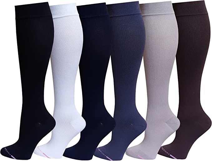 Dr. Motion Women 6 Pairs Assorted Color Gradated Compression Knee High Socks - Picture 3 of 3
