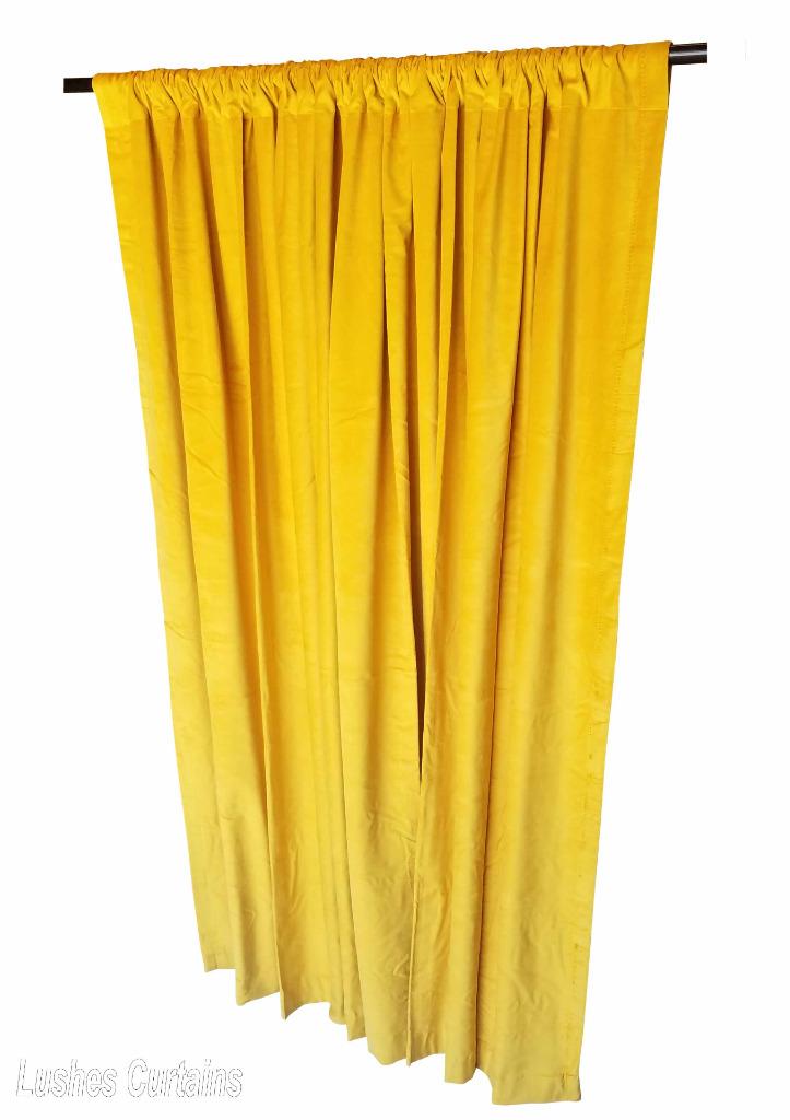 Yellow Velvet Curtain Panel 108 Inch Long Noise Reducer Energy