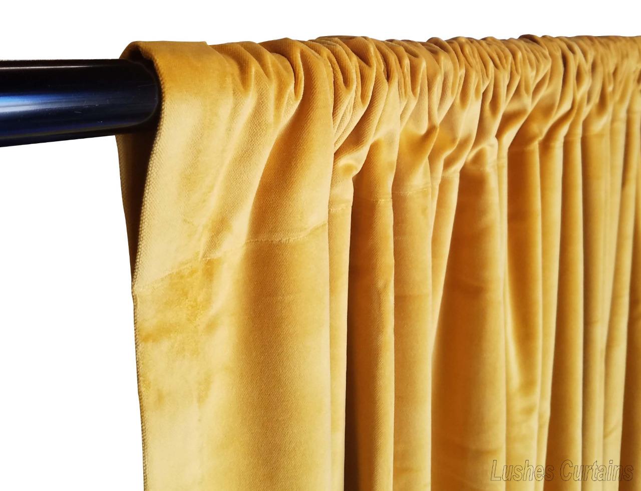 Yellow Velvet Curtain Panel 108 Inch Long Noise Reducer Energy