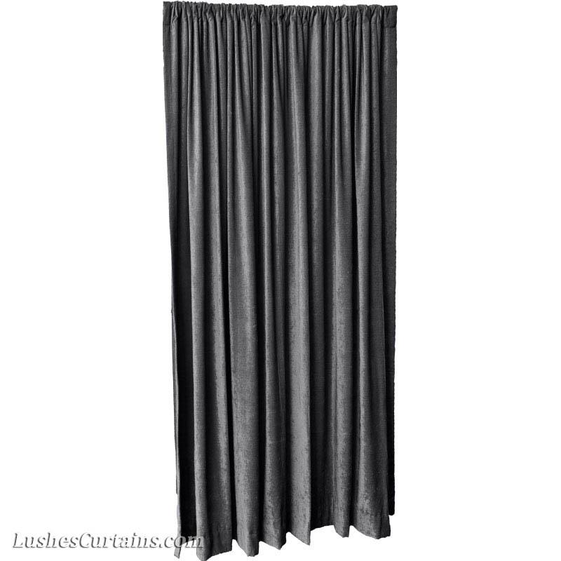 Charcoal Gray 120 Inch Long Fire Rated Velvet Curtain Panel W Rod Fire Rated Velvet Curtain Panel