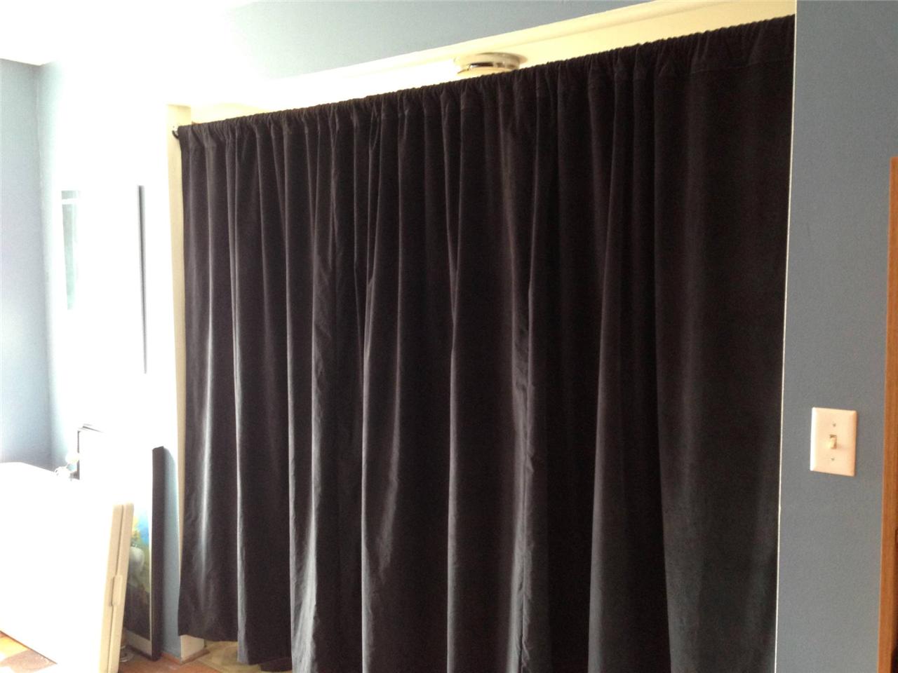 Black Long Theater Stage Sound Dampening Drapes Velvet