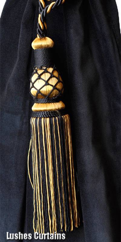 Black Amp Gold Color Window Treatment Curtain Drapery Tassel