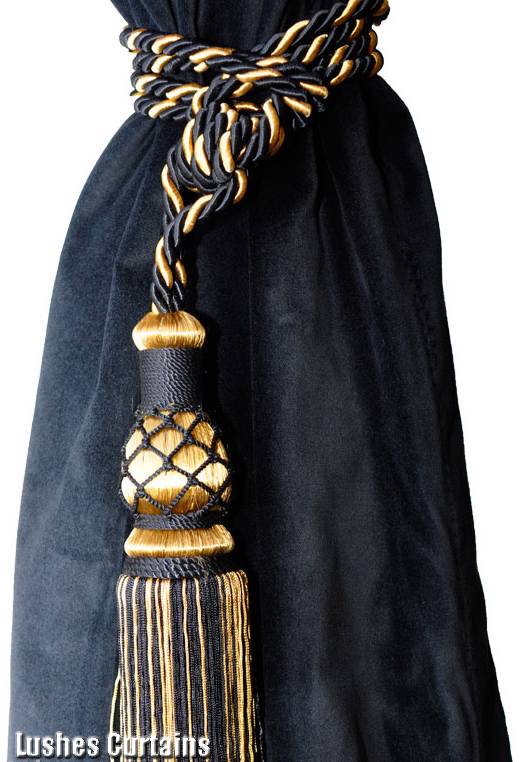 Black Amp Gold Color Window Treatment Curtain Drapery Tassel