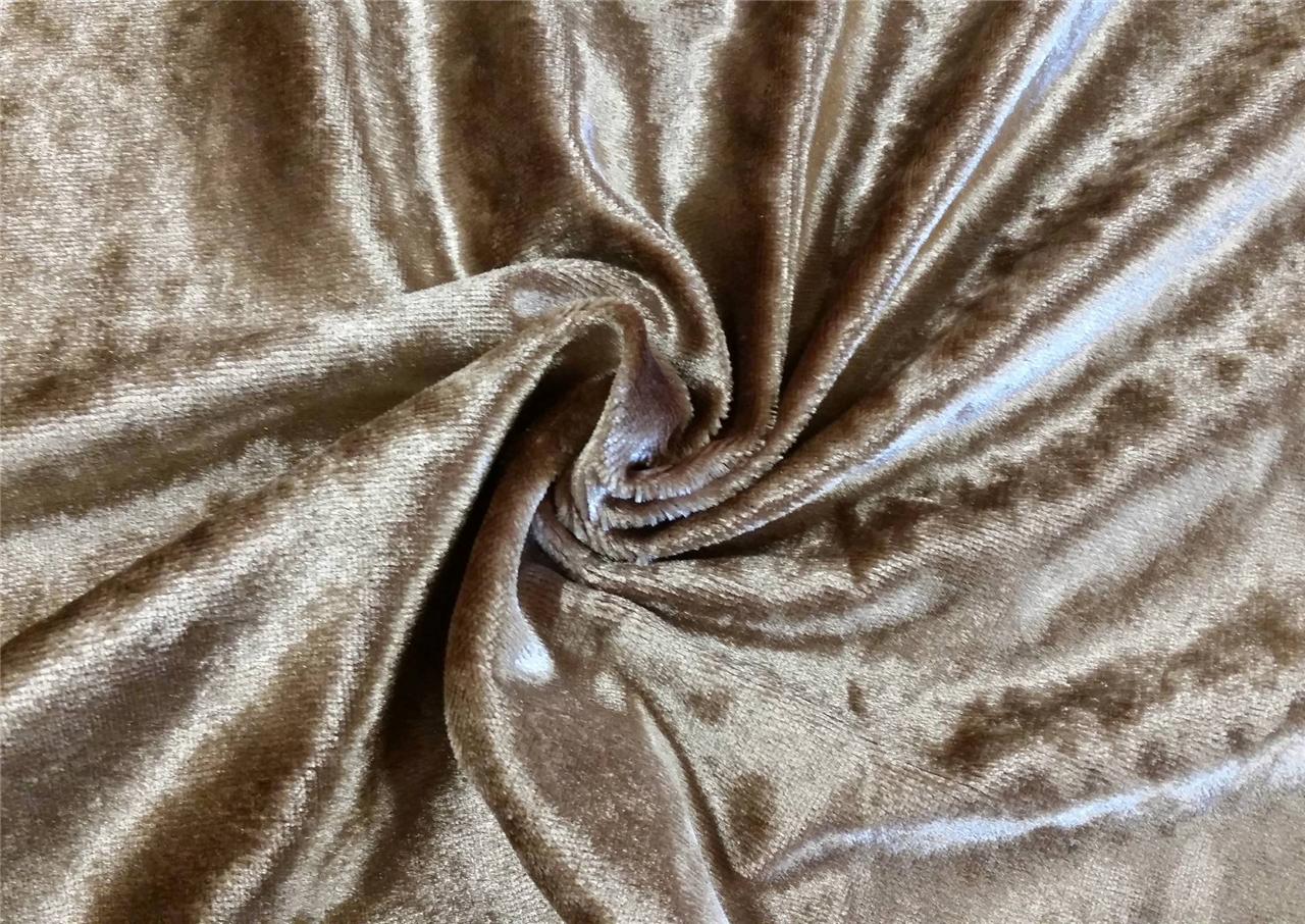 Gold Poly Velour Velvet Fabric Upholstery Drapery Material Sold by the