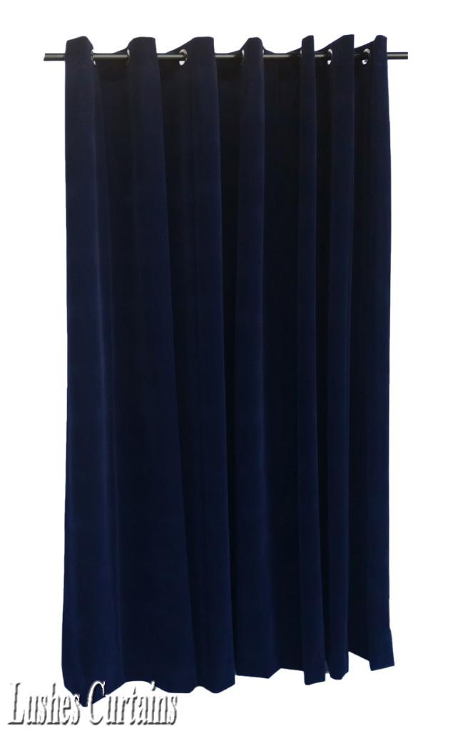 Navy Blue 144 inch Long Velvet Curtain Panel w/Grommet Top Eyelets ...