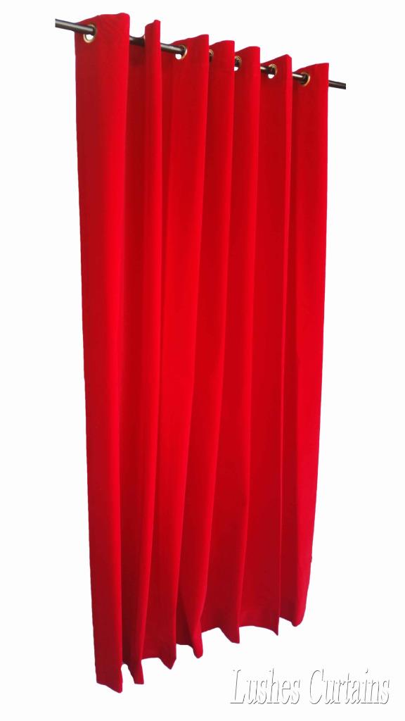 Red 72 Inch High Velvet Curtain Panel W Metal Grommet Top Eyelets