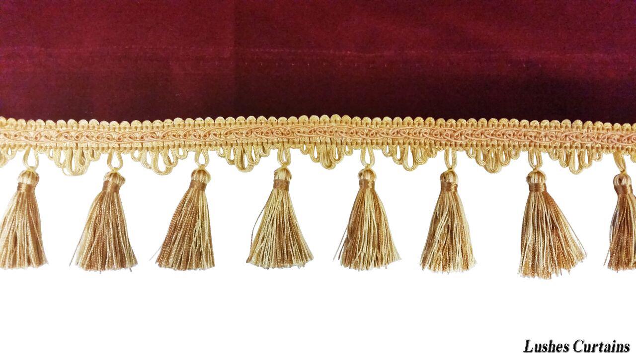 Gold Color 3 1/4" Tassel Fringe Trim By The Yard for Curtain/Upholstery