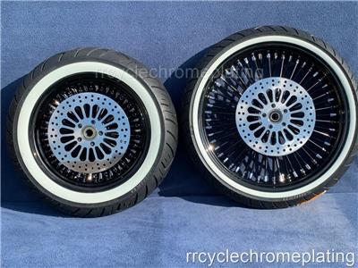 Harley-Davidson ケミカルウォッシュ バッファロースカル 羽根 DNA Mammoth 52 Black Spoke Wheels 2 Rotor Tire Harley