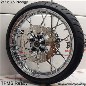 Harley 21 Chrome Prodigy Front Wheel Dunlop Tire Rotor 8-23 Street