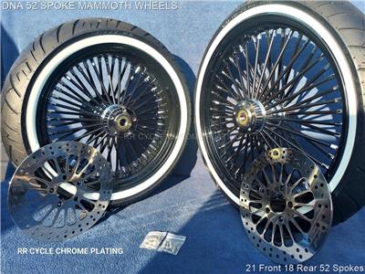 DNA Mammoth 52 Black Spoke Wheels 2 Rotor Tire Harley Touring 09