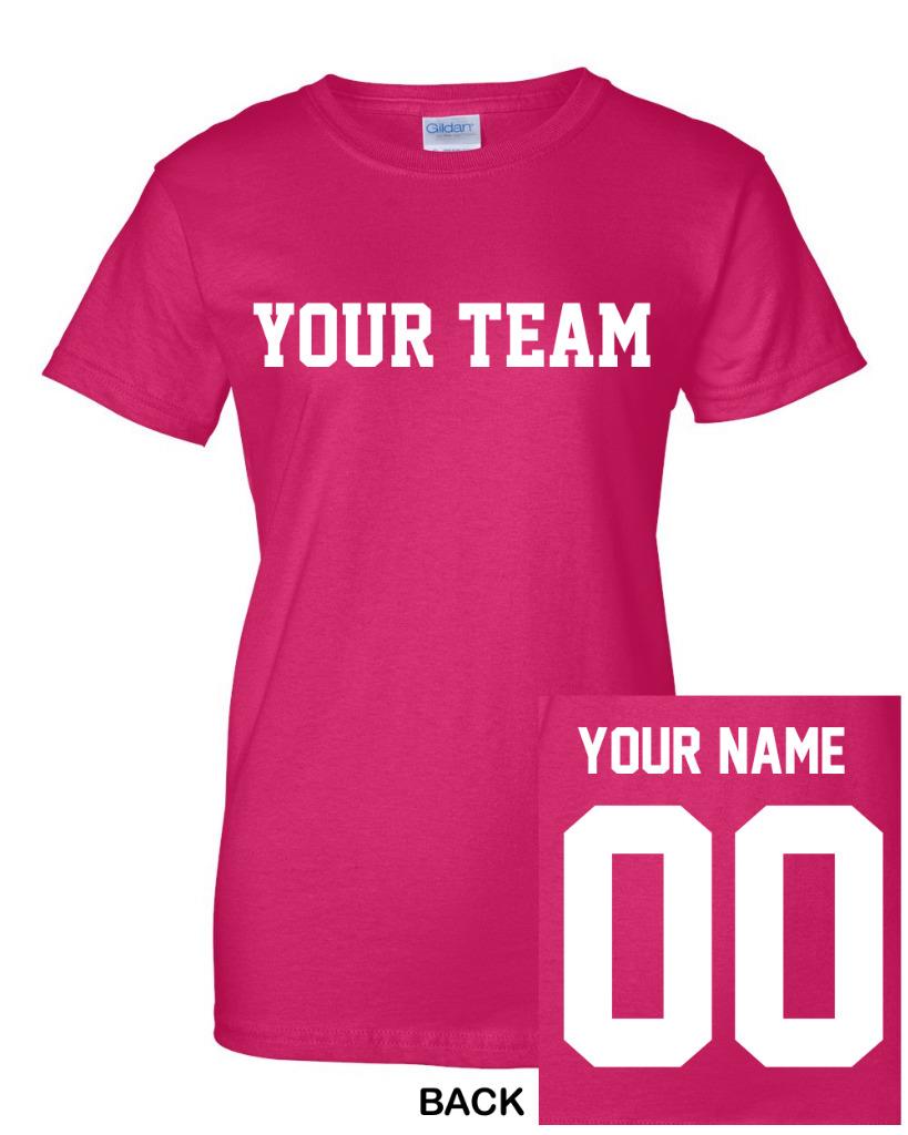 Custom Women S Pink T Shirt Jersey Personalized Any Name Number