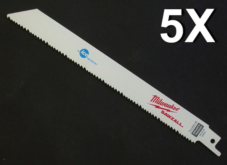 5 X MILWAUKEE 4093 203MM (8") 8/12TPI ICE HARDENED RECIPROCATING SAW