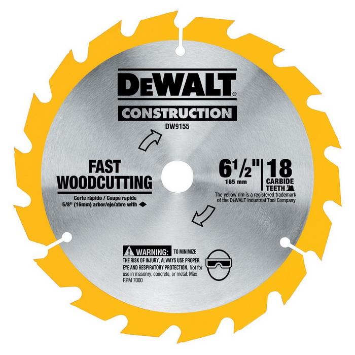 DEWALT DW9155 165mm (61/2") 18 TOOTH CARBIDE CIRCULAR SAW BLADE DC390 BSS611 28877311012 eBay