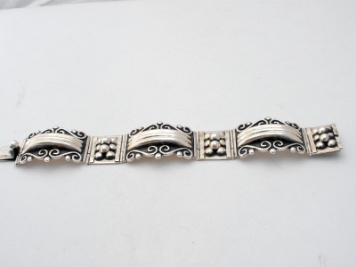 Vintage Sterling Silver Bracelet Signed CII Repousse Mexico Estate | eBay