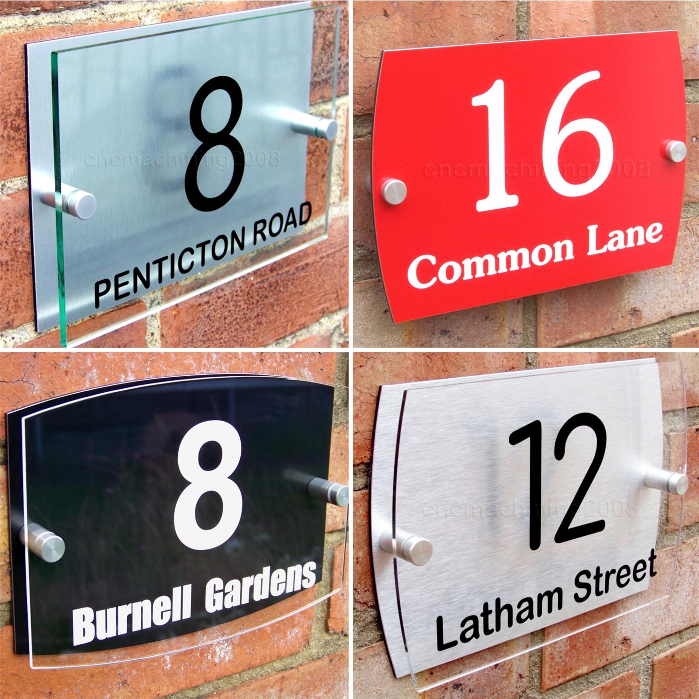 House Door Number Plaque Wall Gate Sign Name Plate Glass Acrylic