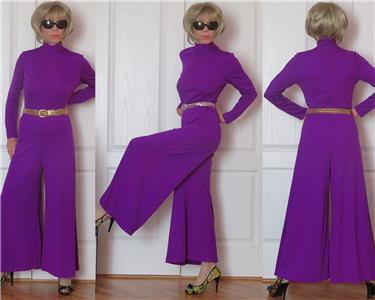 purple bell bottom jumpsuit