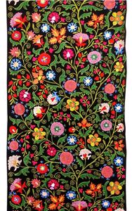 UZBEK TURKISH OTTOMAN HANDCRAFTED FULLY EMBROIDE SUZANI FABRIC BY YARDAGE A11151