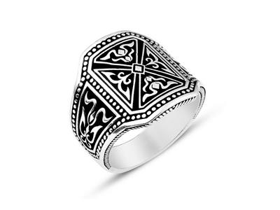 925 Sterling Silver Pusat Special Design Filigree Bold Mens