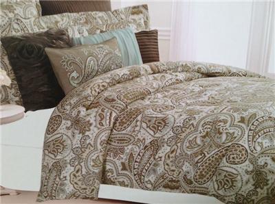 Bella Lux Fine Linens FULL/ QUEEN FLORAL PAISLEY Duvet Shams 3PC Set ...