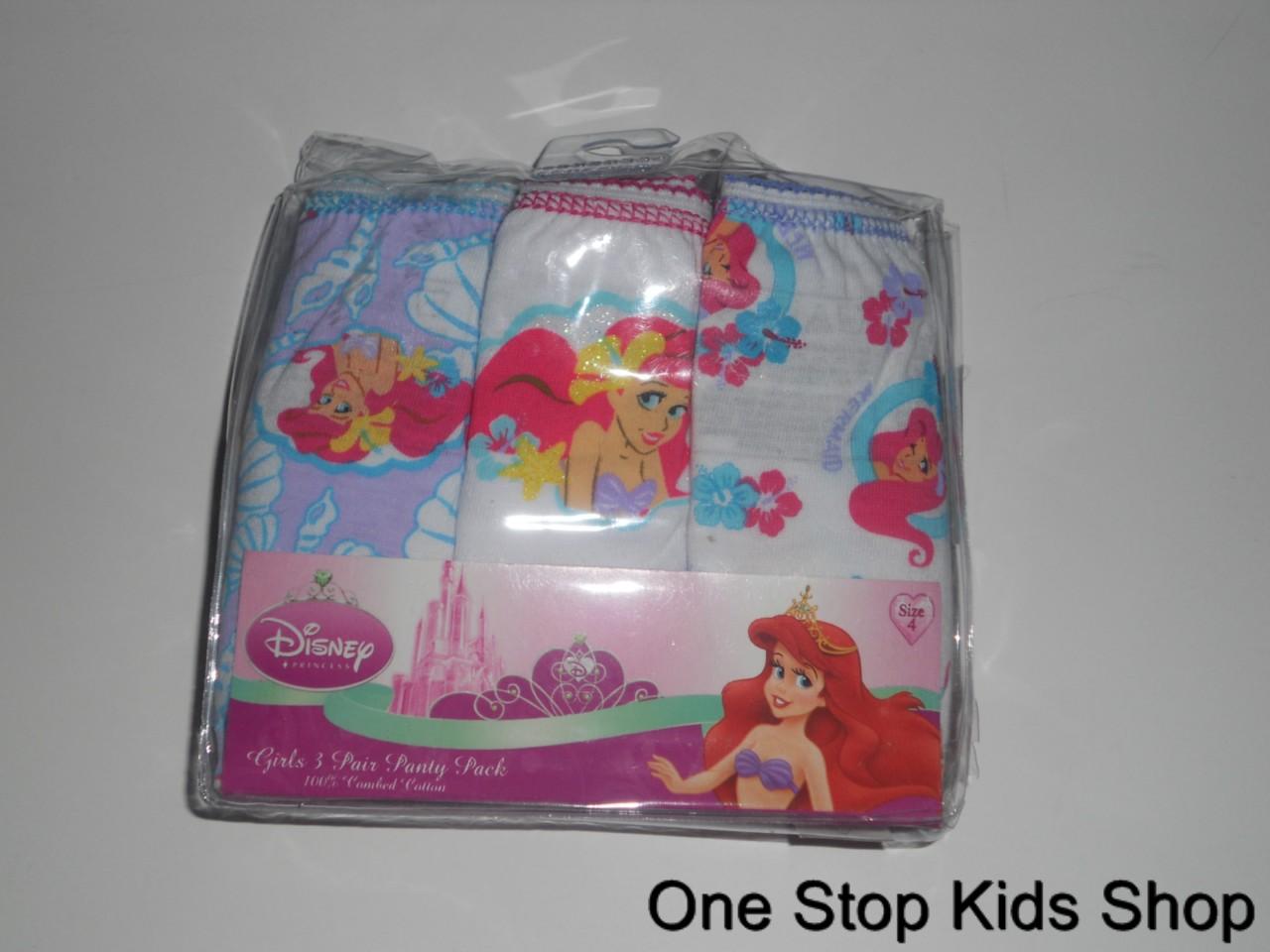 The Little Mermaid Girls 4 6 8 Underwear Panties Briefs Ariel Disney on