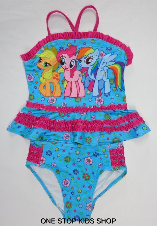 Lito Angels Unicorn One Piece Swimsuit For Girls - Ruffled Shoulder Swim Dress, Age 8-9 Years, Purple